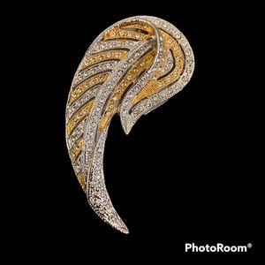 Jacqueline B.Kennedy, JBK, Camrose & Kross 24k YGp Vintage Brooch, Sim. Diamonds